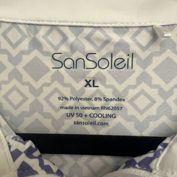 SanSoleil SOLCOOL MOCK SHELLTEE, purple print, long sleeve, Swarovski size XL - Picture 3 of 7